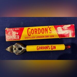 Vintage Gordon’s Gin Double Duty 2-Way Bottle & Can Opener w/ Box Barware
